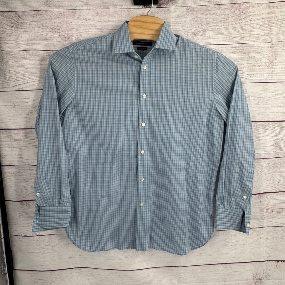 John Varvatos USA Shirt Plaid Button Down Long Sleeve Regular Fit Med 16 32/33
